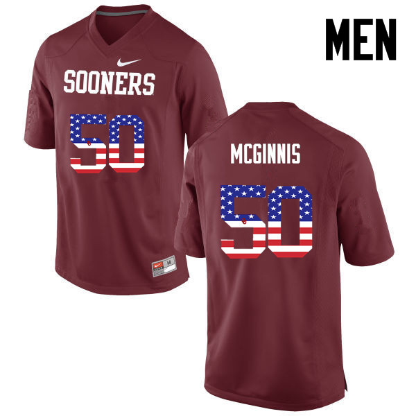Oklahoma Sooners #50 Arthur McGinnis College Football USA Flag Fashion Jerseys-Crimson